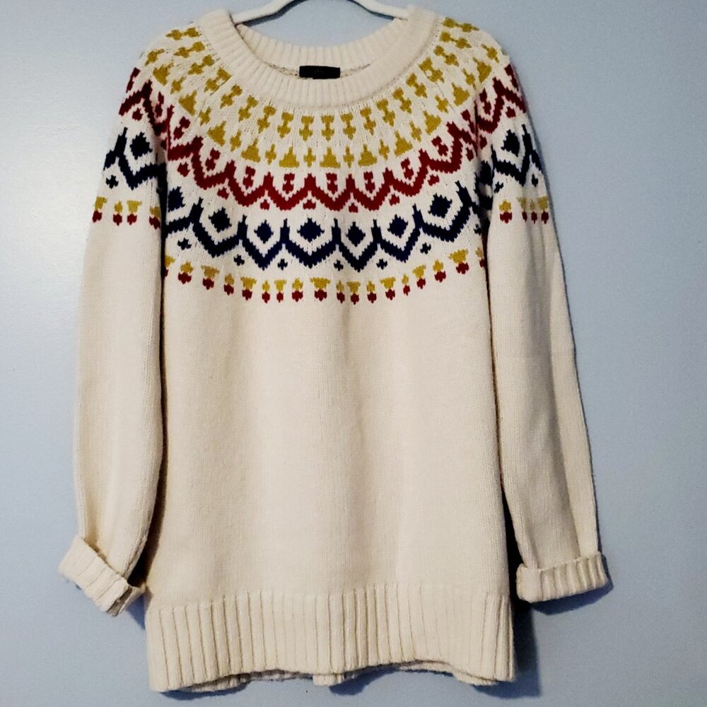 J. Crew Fair Isle Ivan Crewneck Wool Knit Sweater Cottagecore Size XXL - Picture 6 of 10
